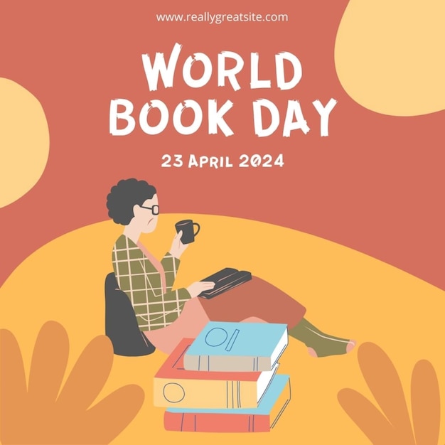 Photo a poster for world book day with a man reading a book