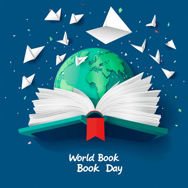 Photo a poster for world book with a book written in the middle