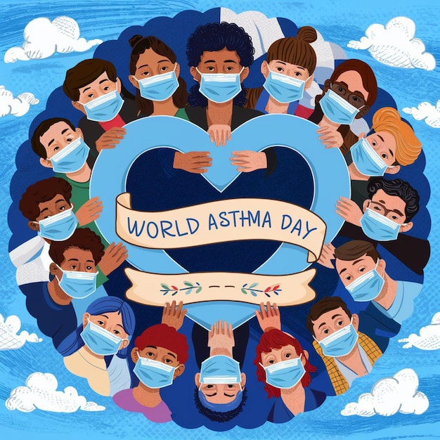 плакат Всемирного дня с людьми, носящими маски и маски