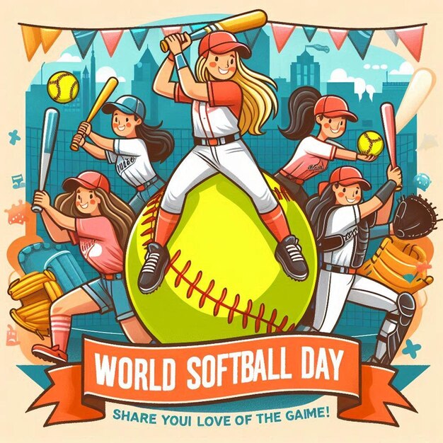 Photo a poster of a world globe with the words worlds softball on it