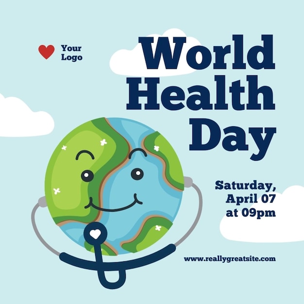 poster for world health day with a face on it