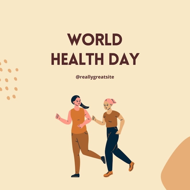 a poster of world health day with two men in front of a rock face