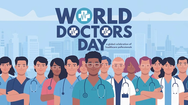 poster for world medical day with people in the background