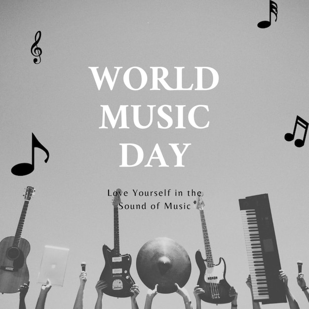 a poster for world music day in the middle of the day