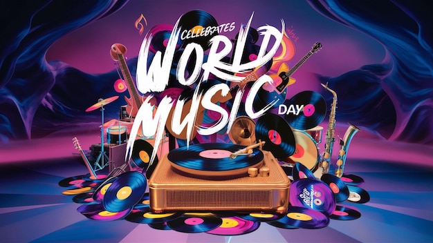 Photo a poster for world music with a colorful background