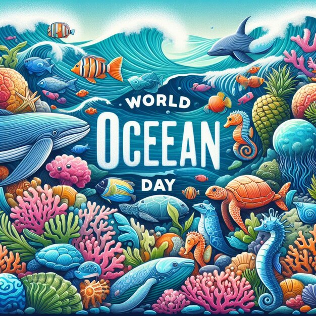 a poster of the world ocean with corals and corals