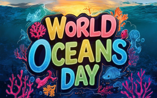 a poster for world oceans day with corals and corals