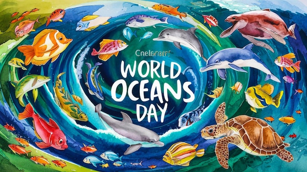 a poster for world oceans day with the words world oceans day