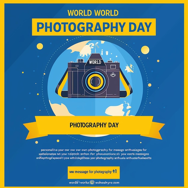 плакат для Всемирного дня фотографии с фотографией камеры