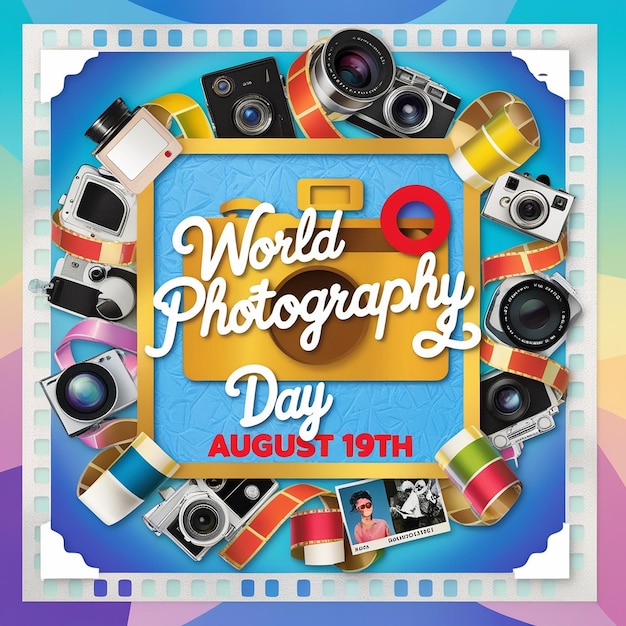 a poster for world photography with a picture of a photo camera