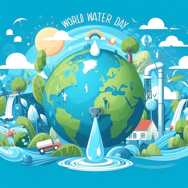 a poster of a world that says world water in water