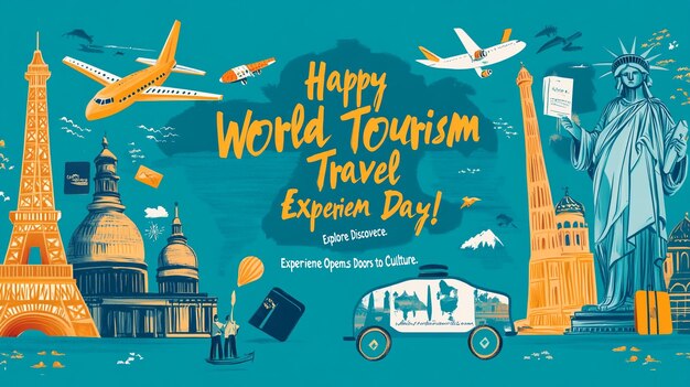 Photo a poster for the world travel tour with a picture of the world travel world