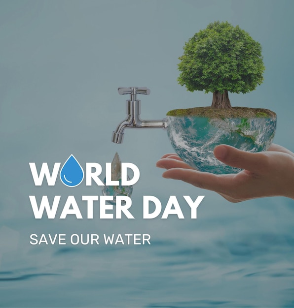 a poster for world water day and a tree