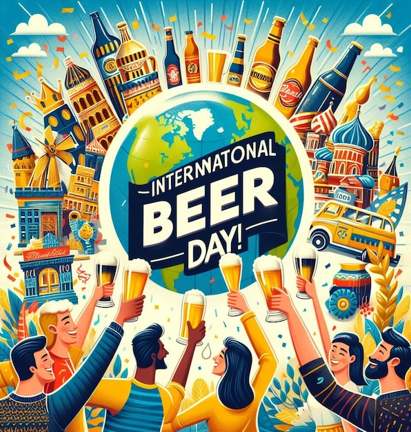 Photo a poster of a world which says beer day