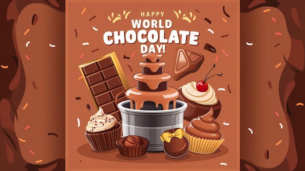 poster for the world world chocolate day with hand drawn illustrations