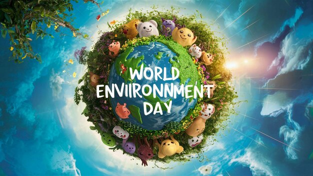 a poster for the worlds environment with animals and the words world day