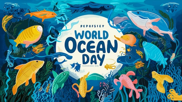 Photo a poster for the worlds oceans day