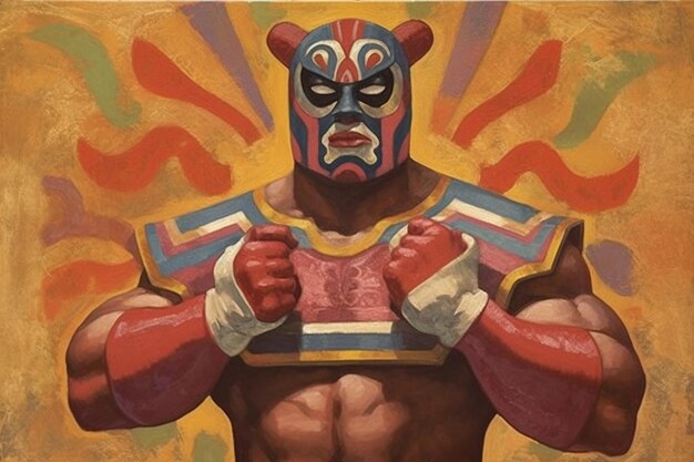 a poster of a wrestler with a mask that says martial arts.