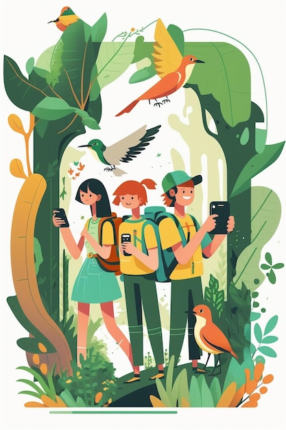 A poster for the zoo showing people looking at their phones.