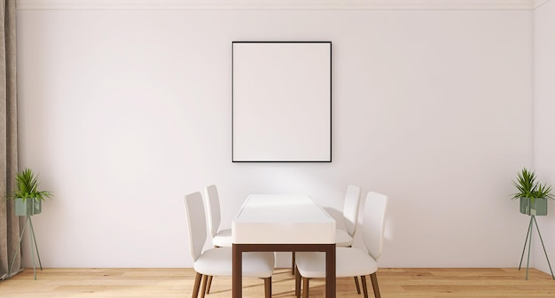 Posterframemodel in minimalistisch interieurontwerp voor de eetkamer