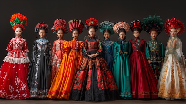 Foto posterreeks met traditionele outfits van over de hele wereld voor multiculturele martisor viering