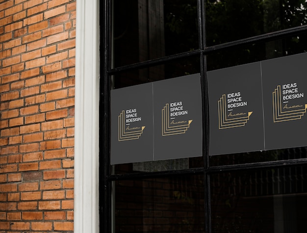 Photo posters on a black window mockup