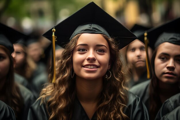 Foto postgraduatie geluk lachende studenten op de campus