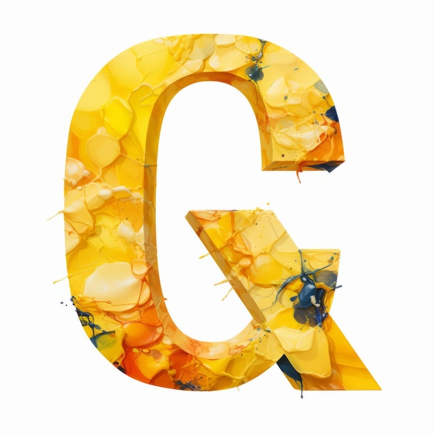 Photo postimpressionism letter q clipart colorful low poly art with yellow splashes