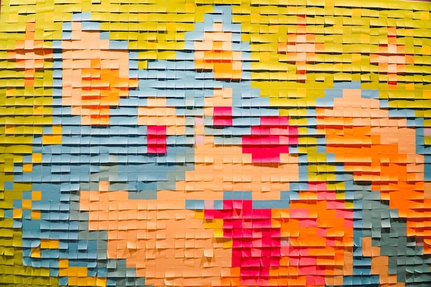 I bastoncini di postit sul muro possono essere trasformati nella forma di un animalconcept art