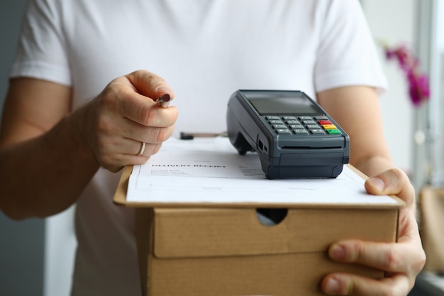 Postman with paper and pen