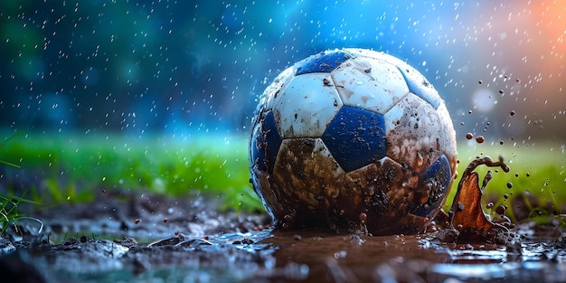 Photo postponed soccer matches due to thunderstorm on muddy field concept sporting events weather impact field conditions safety concerns