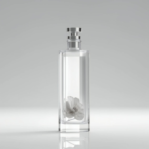 Foto foto di postproduzione di una lussuosa bottiglia d'acqua in vetro