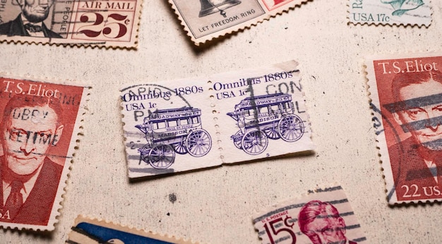 Postzegels uit de VS in de postzegeltentoonstelling van Kandy