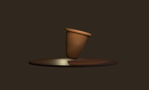 pot 3d design for planting with brown color, brown 3d pot plant