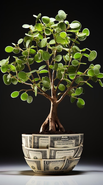 Photo a pot of bonsai is labeled as a bonsai.
