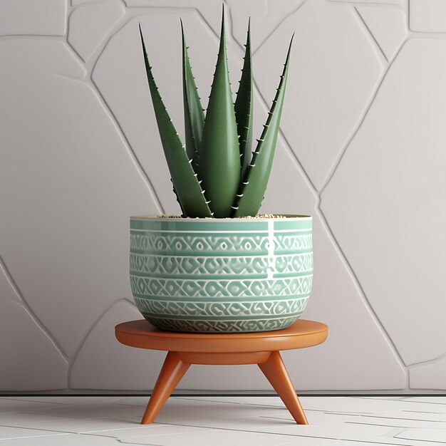 Photo a pot of cactus sits on a small table