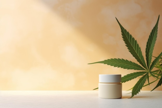 A pot of cannabis sitting next to a plant Digital image