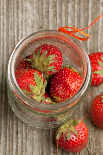 Pot of fresh strawberry