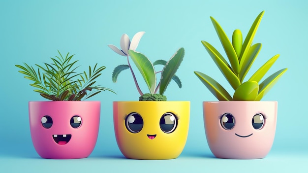 Pot plant cute and artistic illustration incorporating adorable plant illustrations into dcor adding