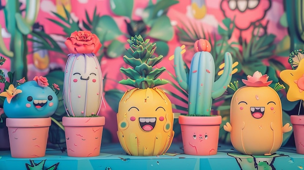 Pot plant cute and artistic illustration incorporating adorable plant illustrations into dcor adding