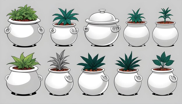 Photo pot set various view background white