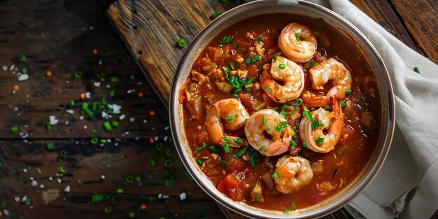 a pot of stew with shrimp and shrimp