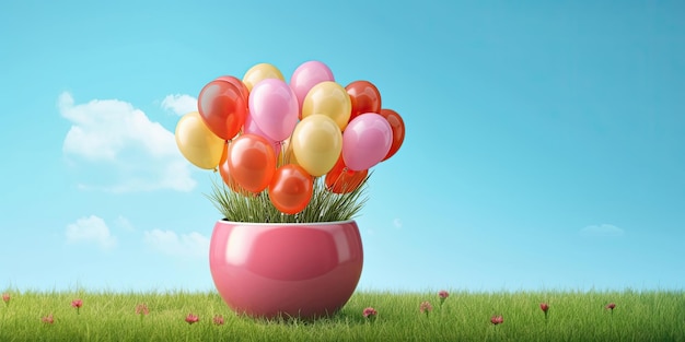 Pot with Balloons Generative AI