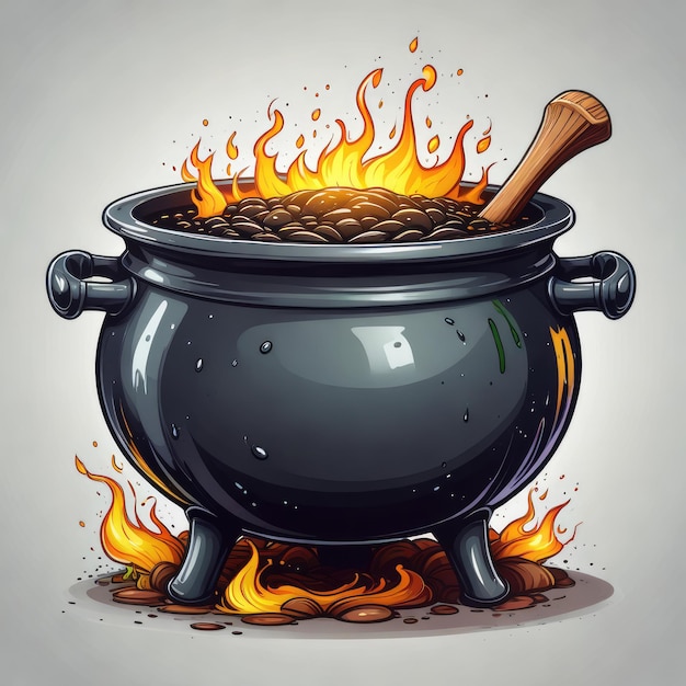 a pot with a fire on it and a fire in it