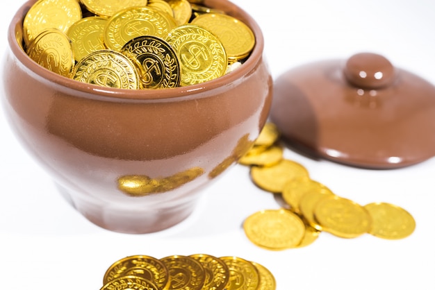 Pot with golden coins