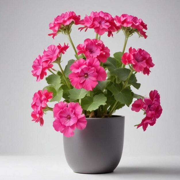 Photo a pot with pink flowers in it that is on a white background