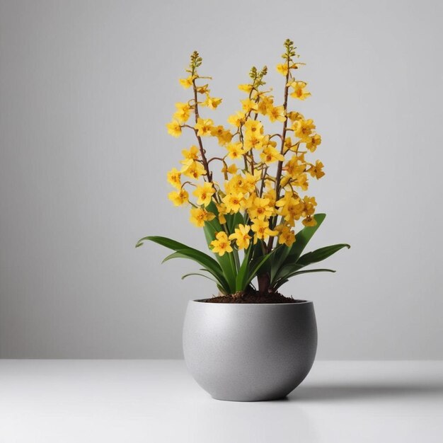 a pot of yellow flowers with the word daffodils in it