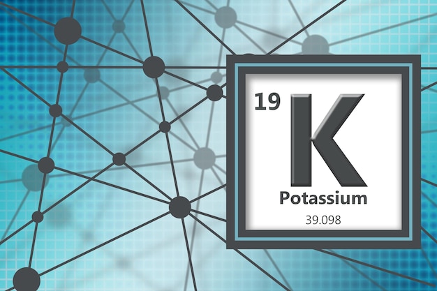 사진 원자 번호와 원자량을 가진 칼륨 화학 원소