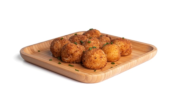 Potato balls isolated on white.