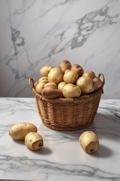 Potato on basket